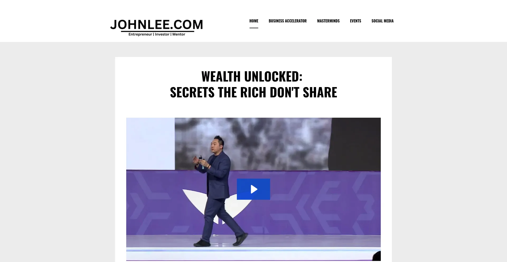 Website screenshot of Johnlee.com