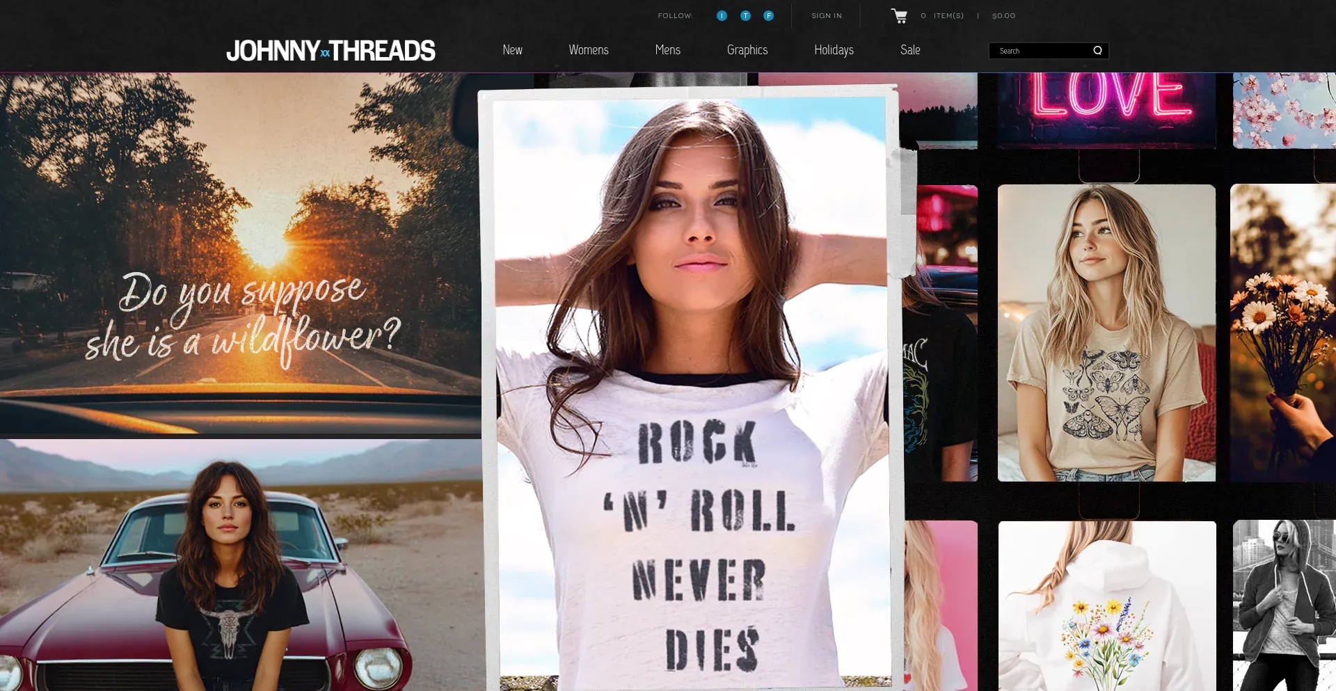 Website screenshot of Johnnythreads.com