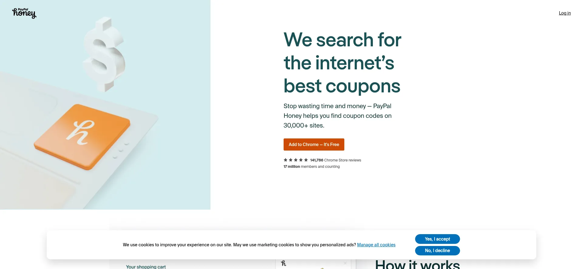 Website screenshot of Joinhoney.com