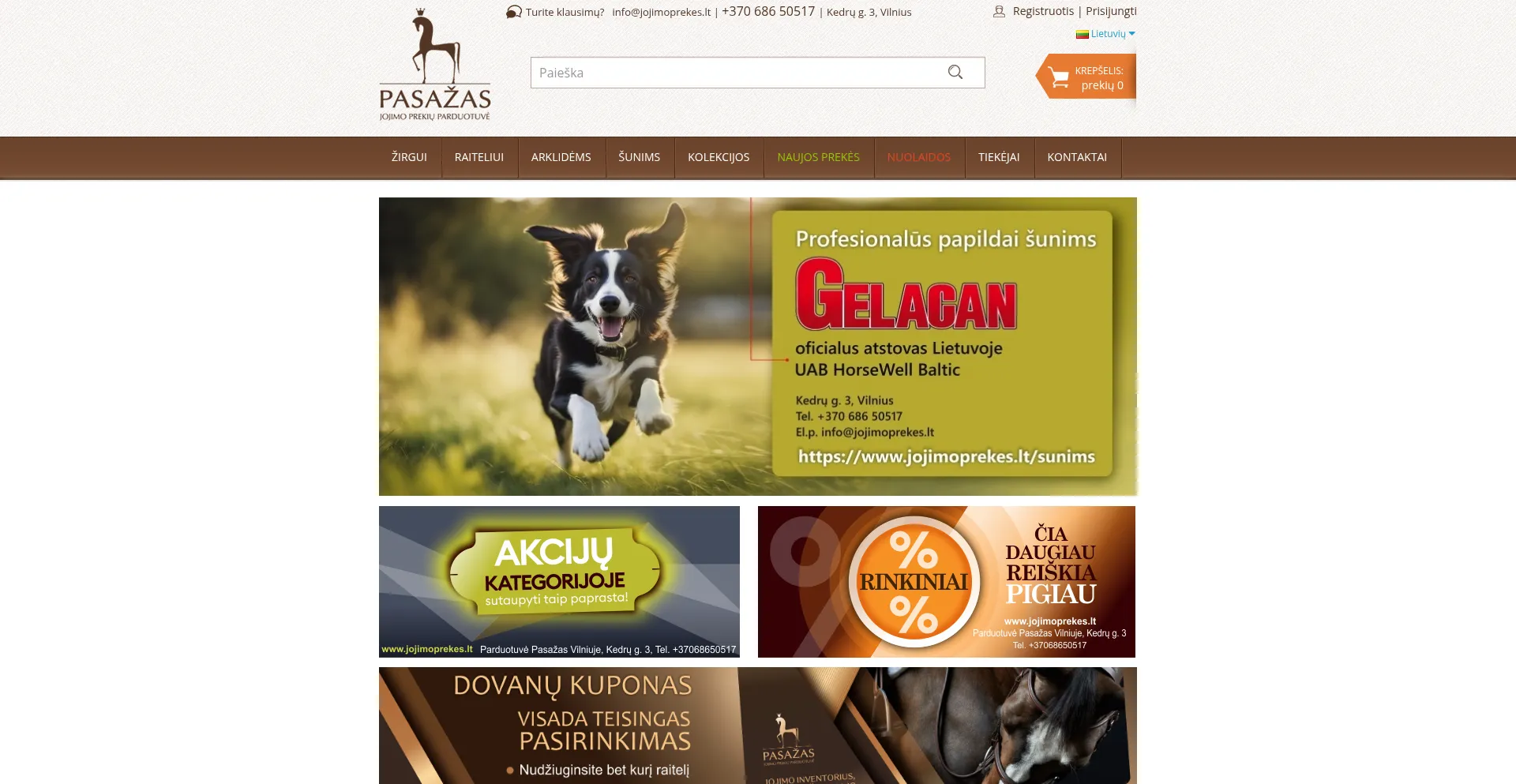 Website screenshot of Jojimoprekes.lt