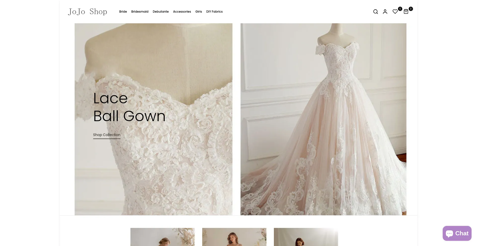 Website screenshot of Jojosbridal.com