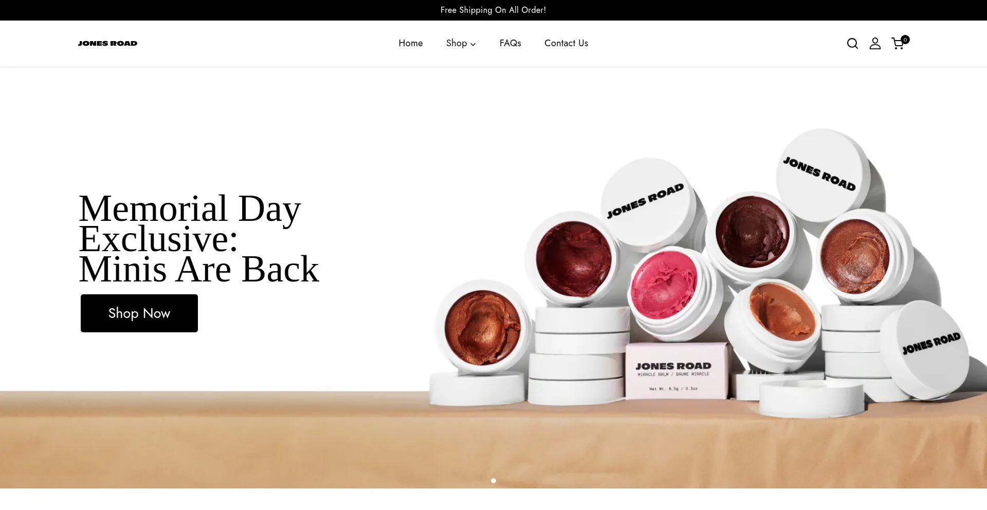 Website screenshot of Jonesroadbeauty.us.com