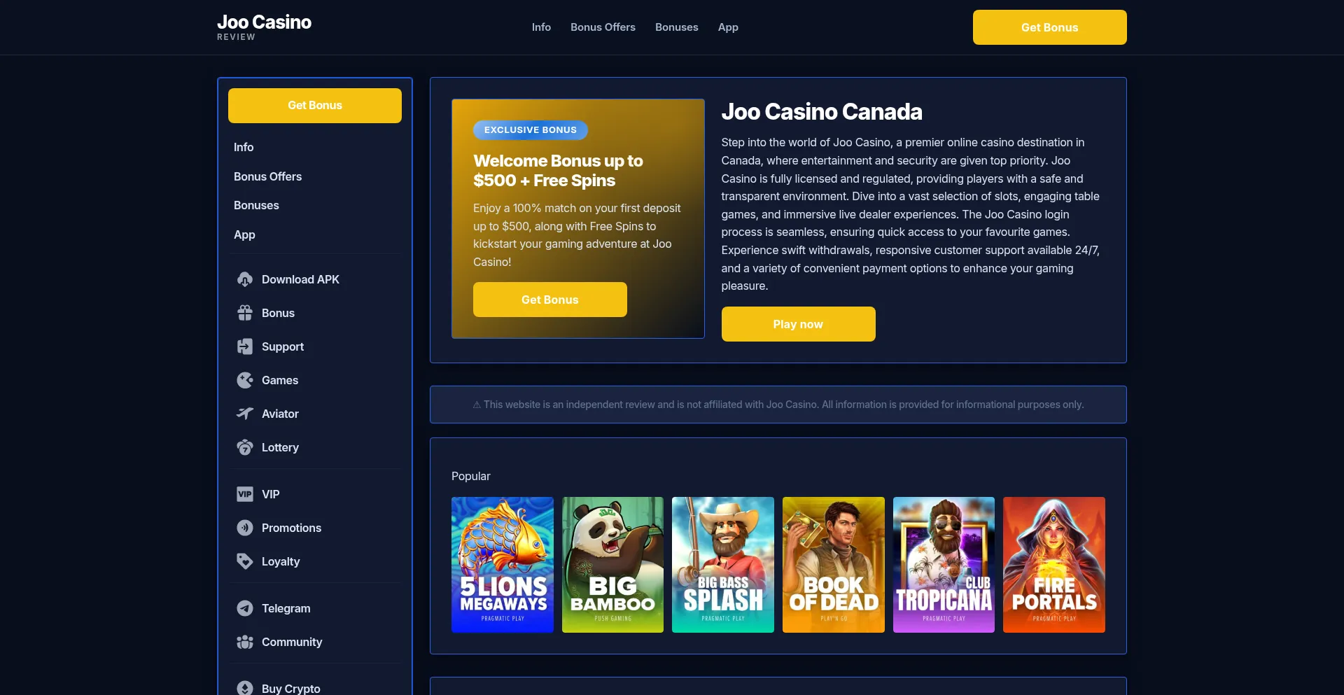 Joocasinocanada.com