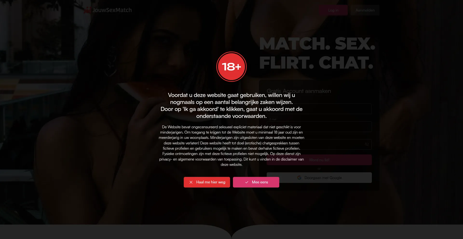 Website screenshot of Jouwsexmatch.nl