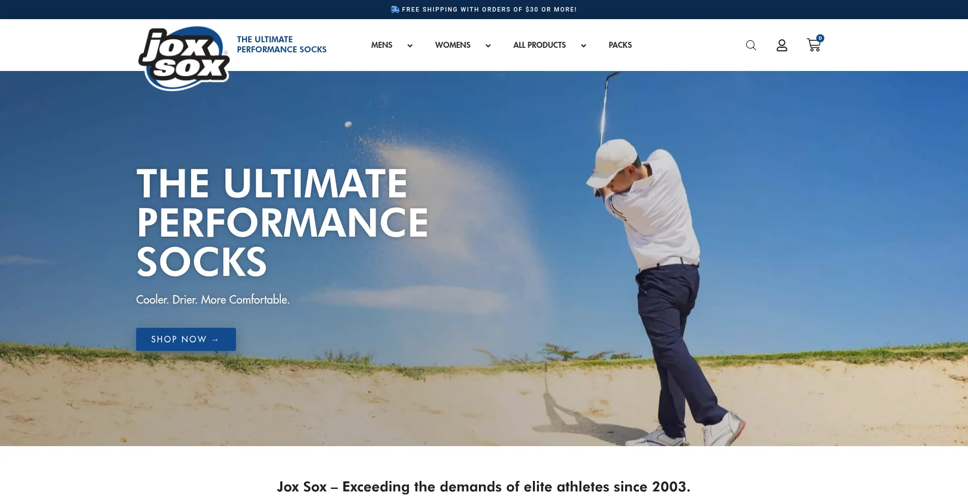 Website screenshot of Joxsox.com
