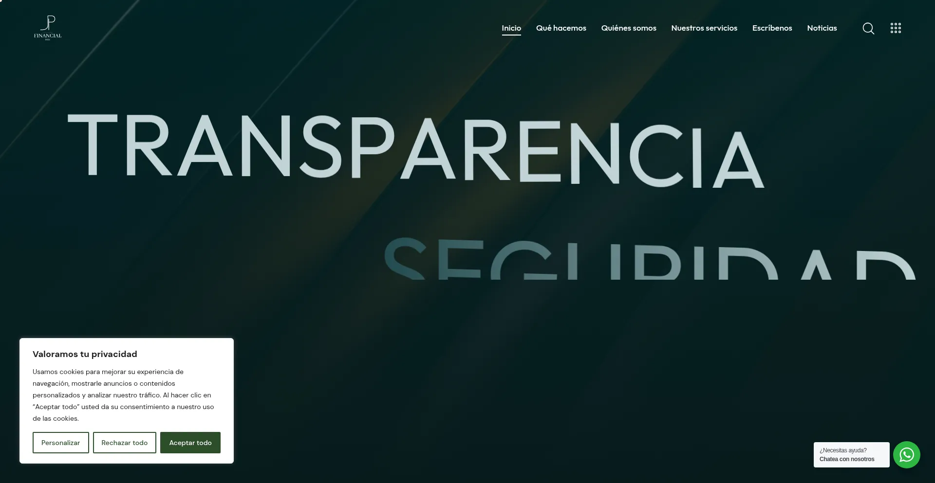 Website screenshot of Jpfinancial.es