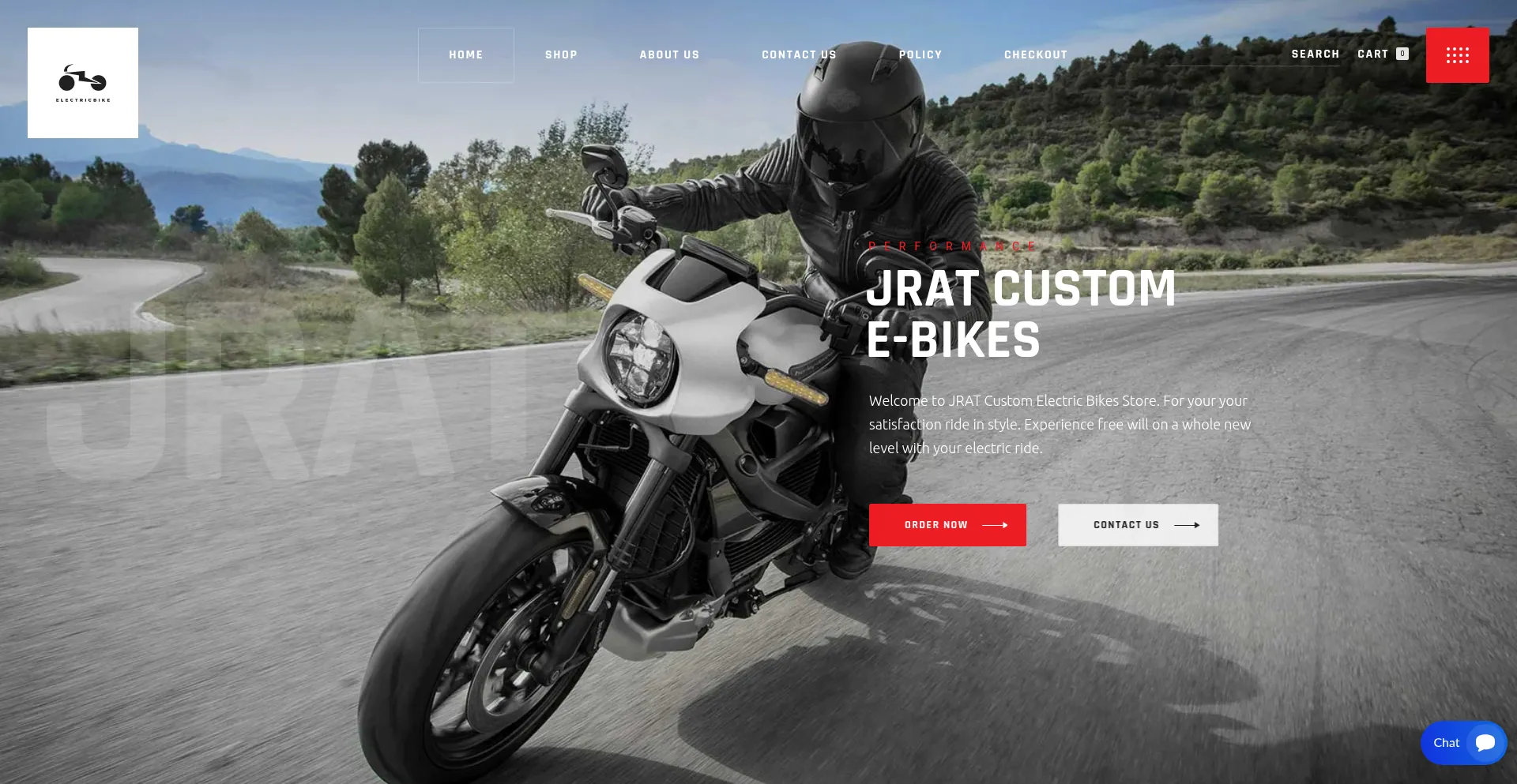 Website screenshot of Jratcustomelectricbike.com