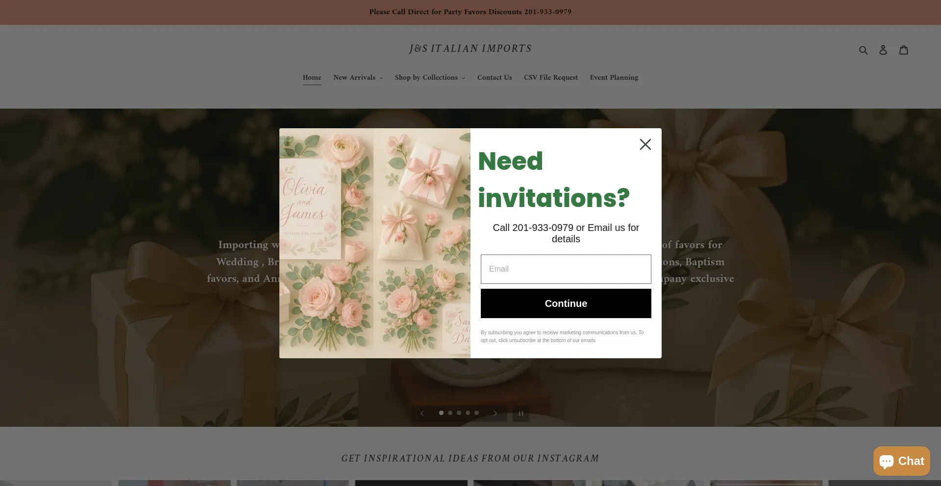 Website screenshot of Jsitalianimports.com
