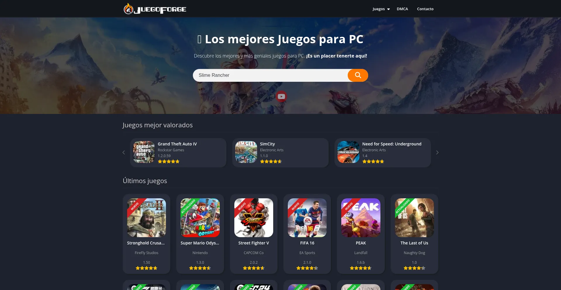 Website screenshot of Juegoforge.com