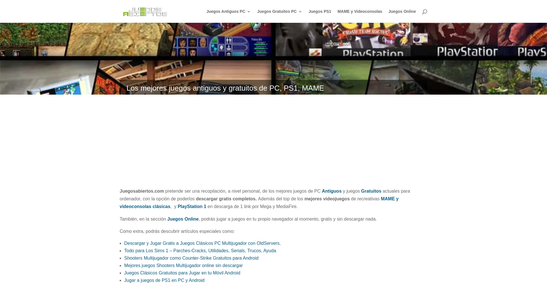 Website screenshot of Juegosabiertos.com
