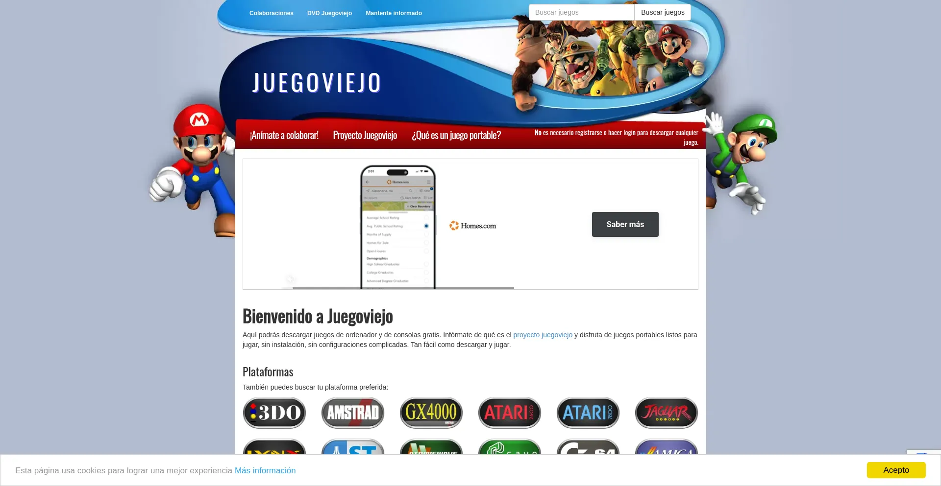 Website screenshot of Juegoviejo.com