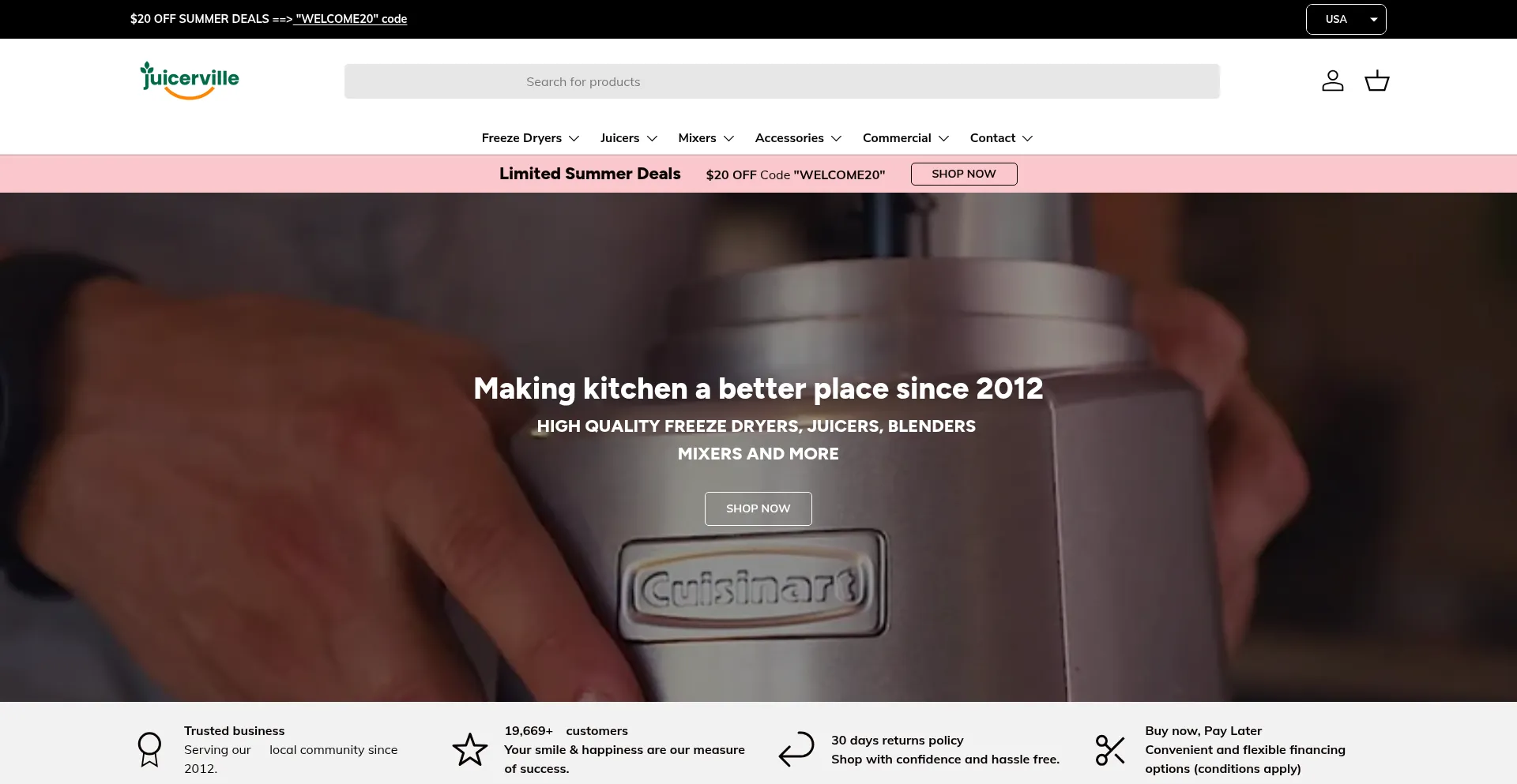 Website screenshot of Juicerville.com