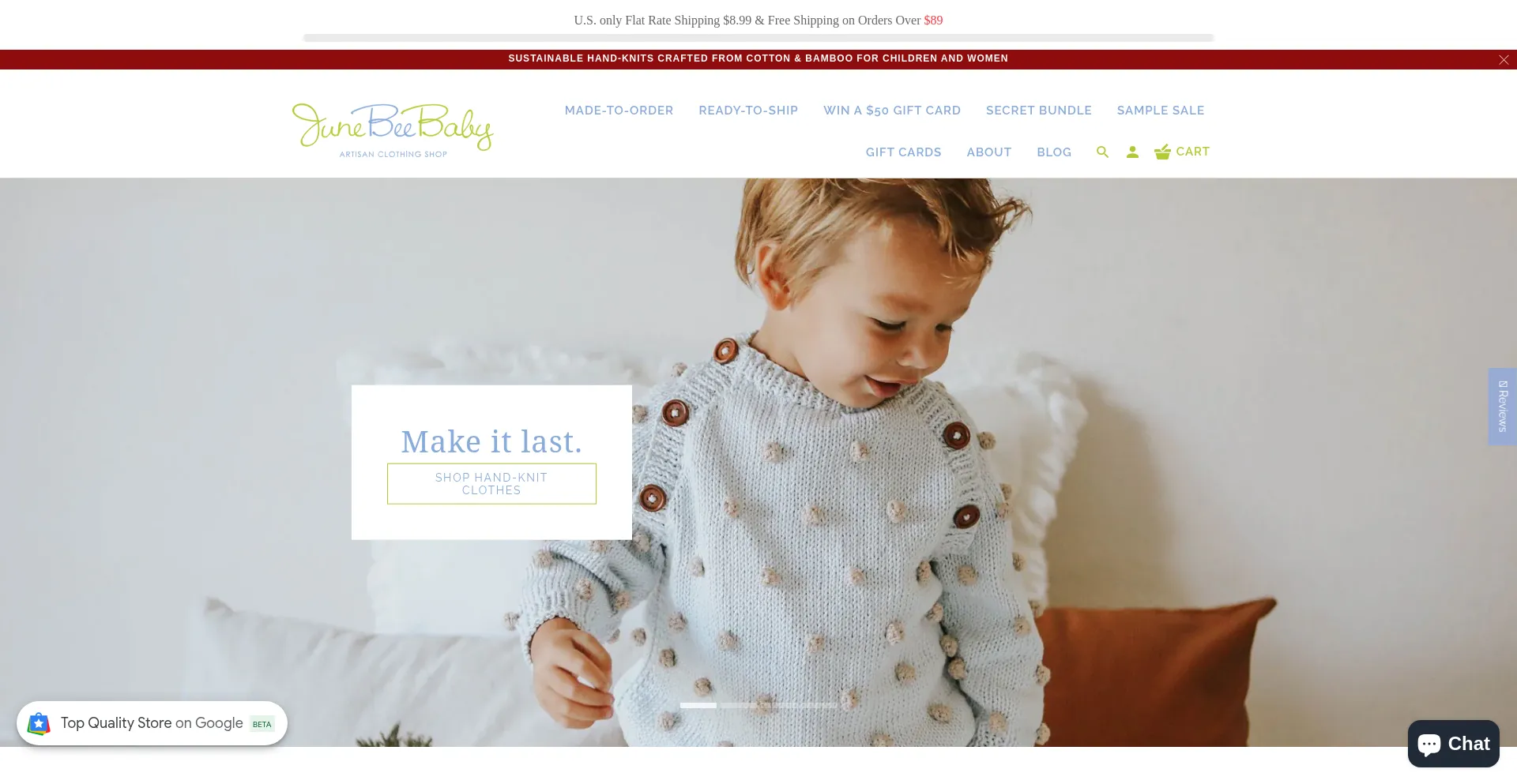 Website screenshot of Junebeebaby.com