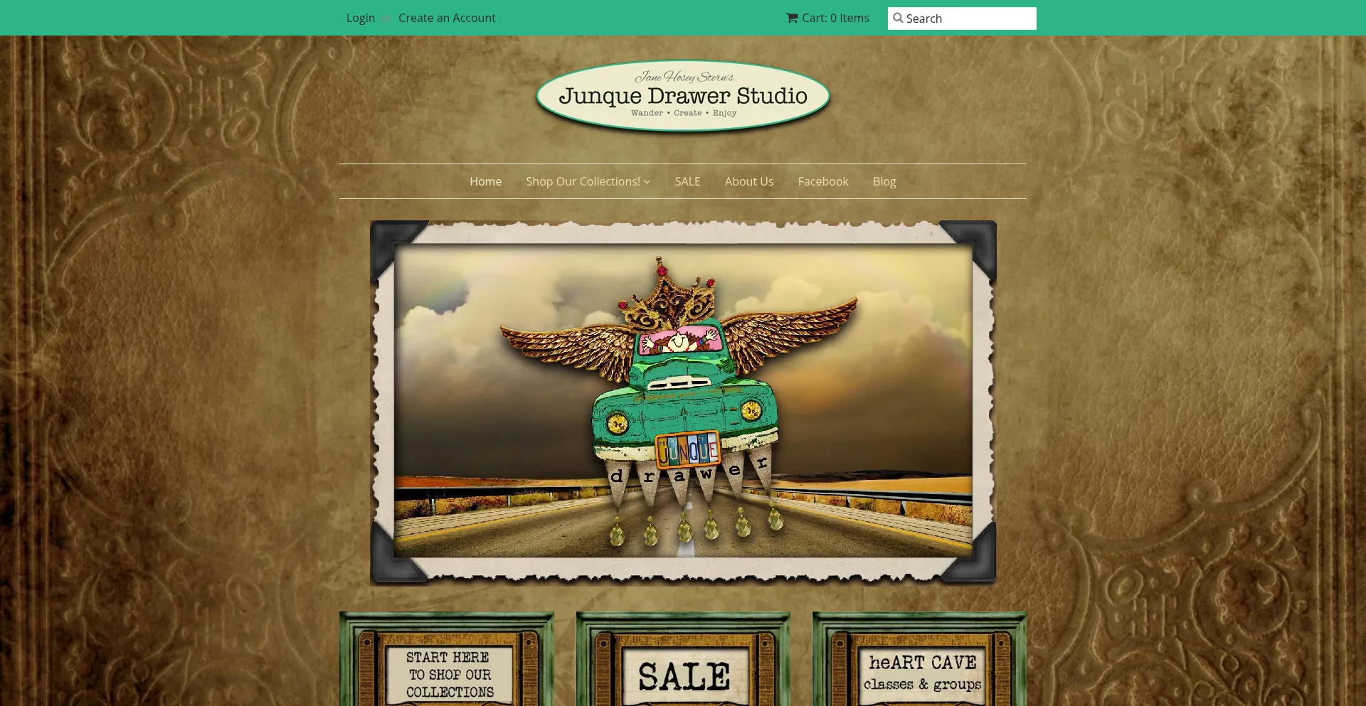 Website screenshot of Junquedrawerstudio.com