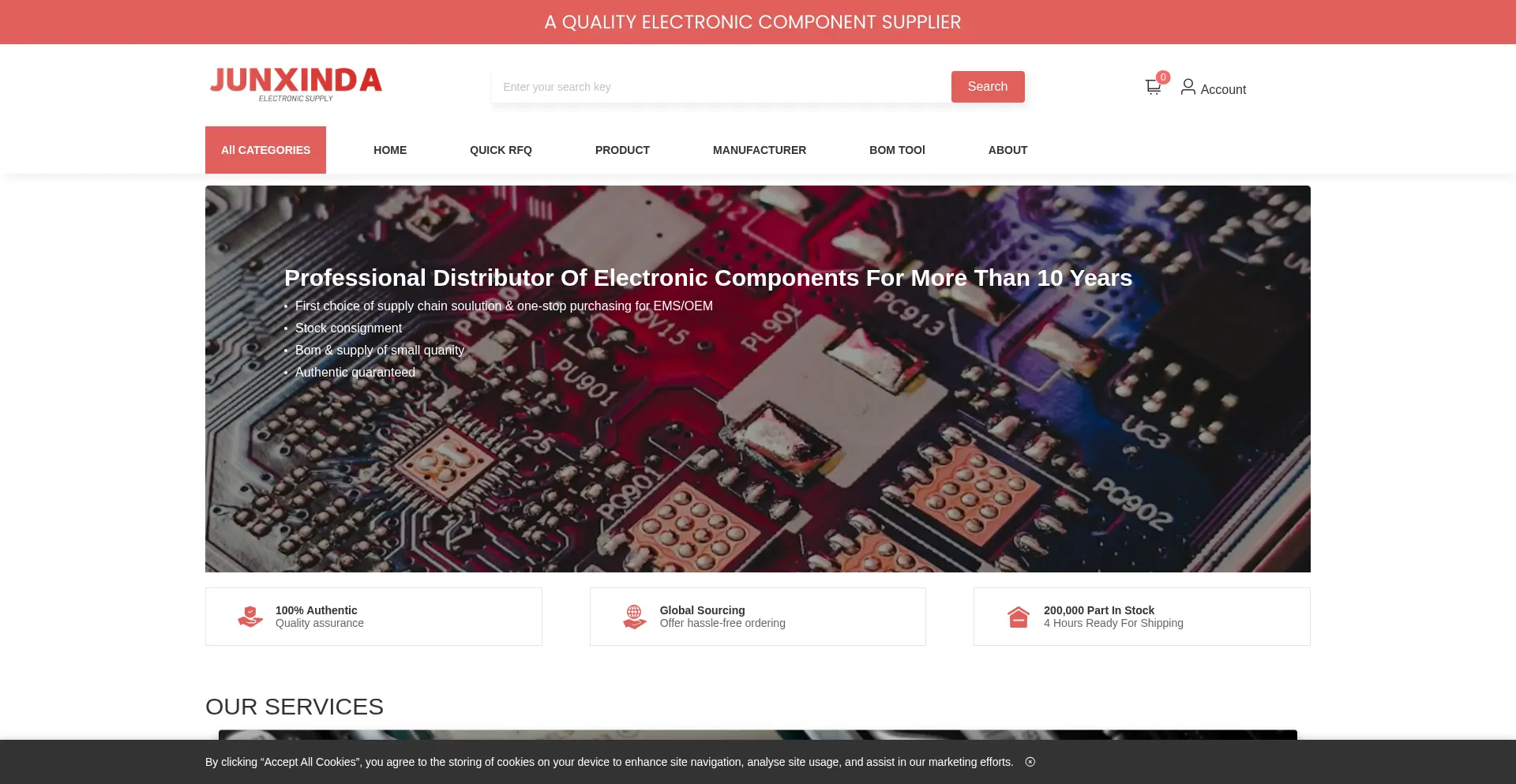 Website screenshot of Junxinda.net