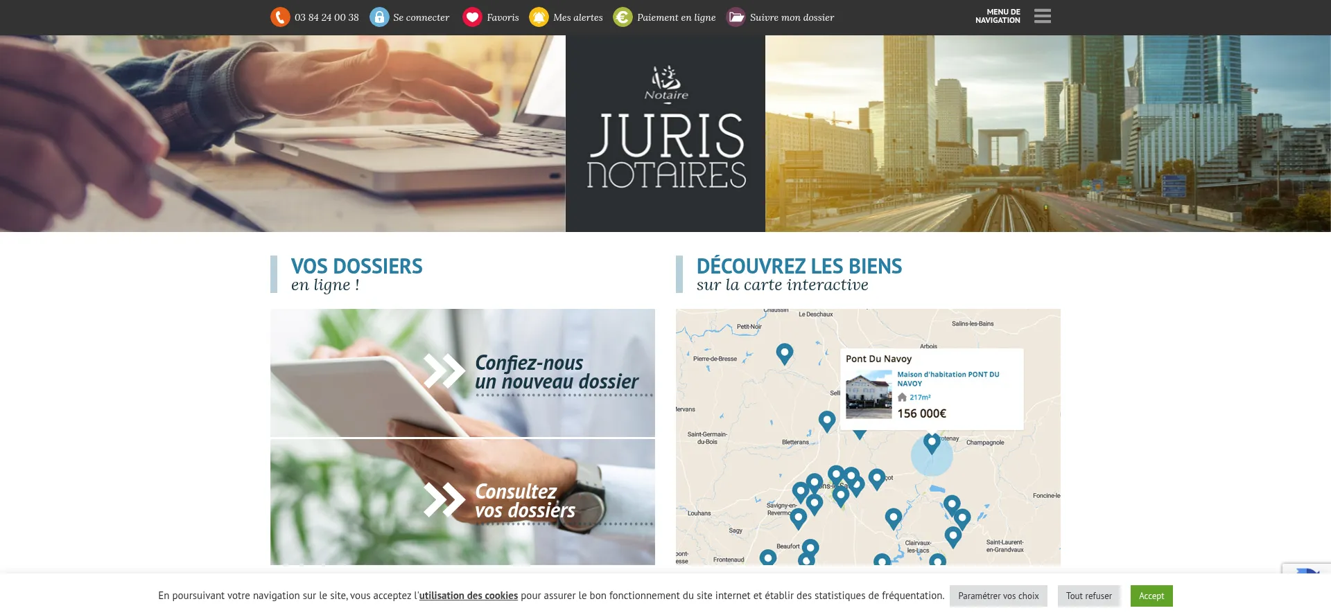 Website screenshot of Juris.notaires.fr