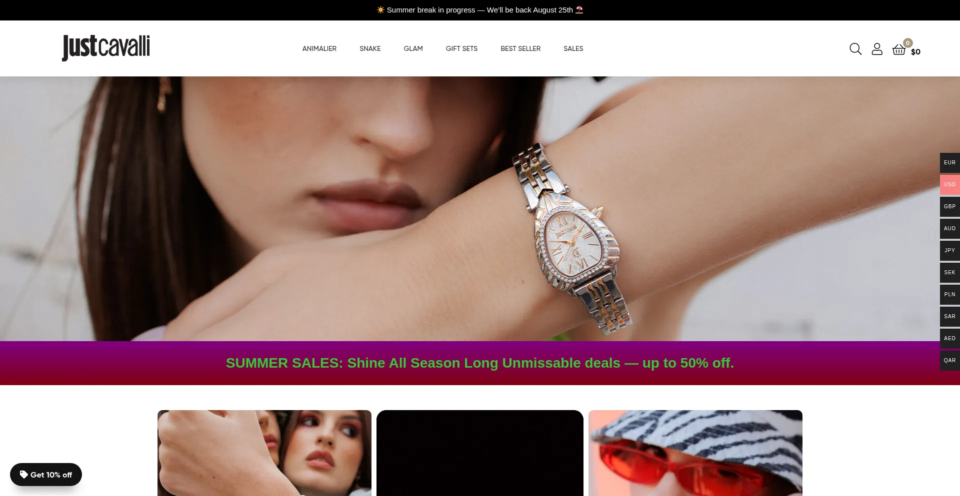 Website screenshot of Justcavalliwatches.com