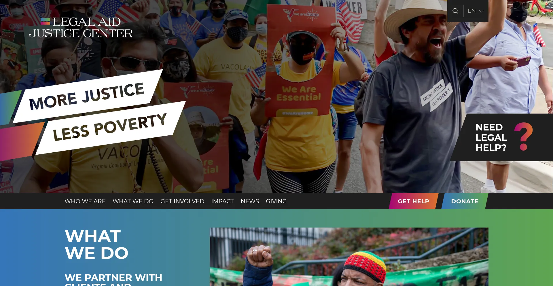 Website screenshot of Justice4all.org