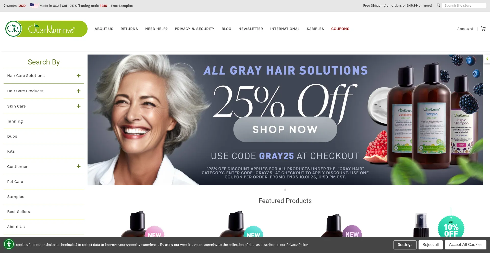 Justnutritive.com Screenshot