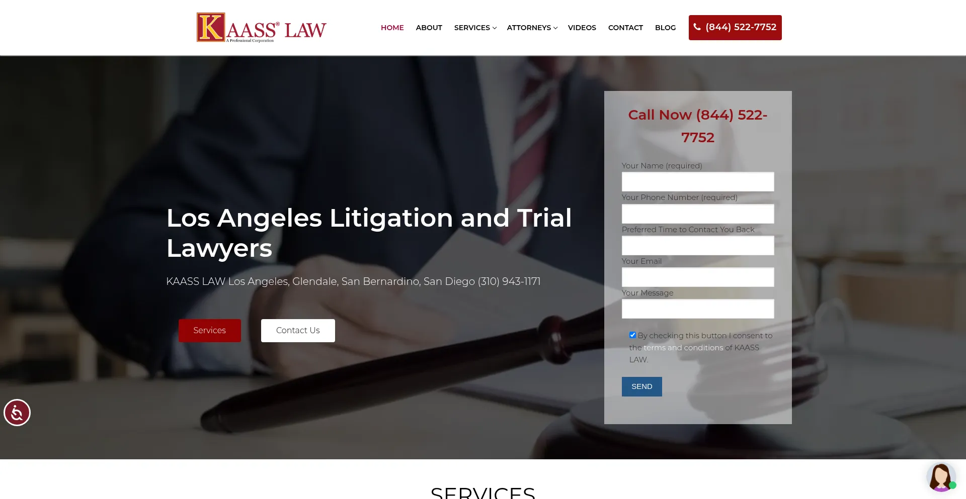 Website screenshot of Kaass.com