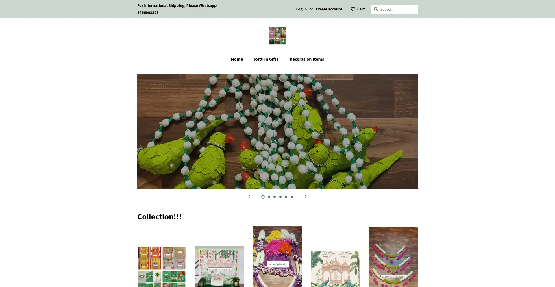 Website screenshot of Kairagiftworld.com