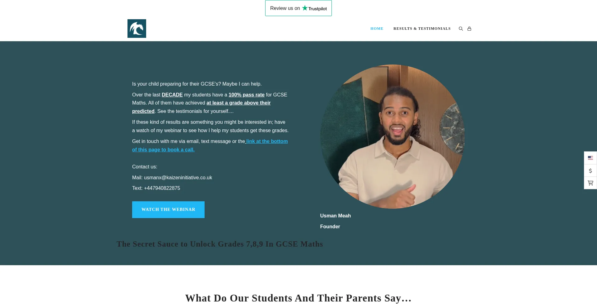 Website screenshot of Kaizeninitiative.co.uk