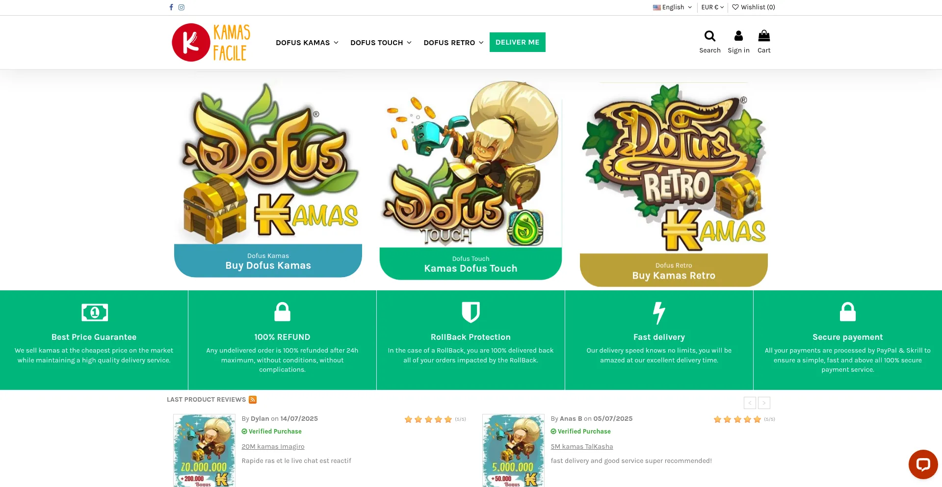 Website screenshot of Kamasfacile.com