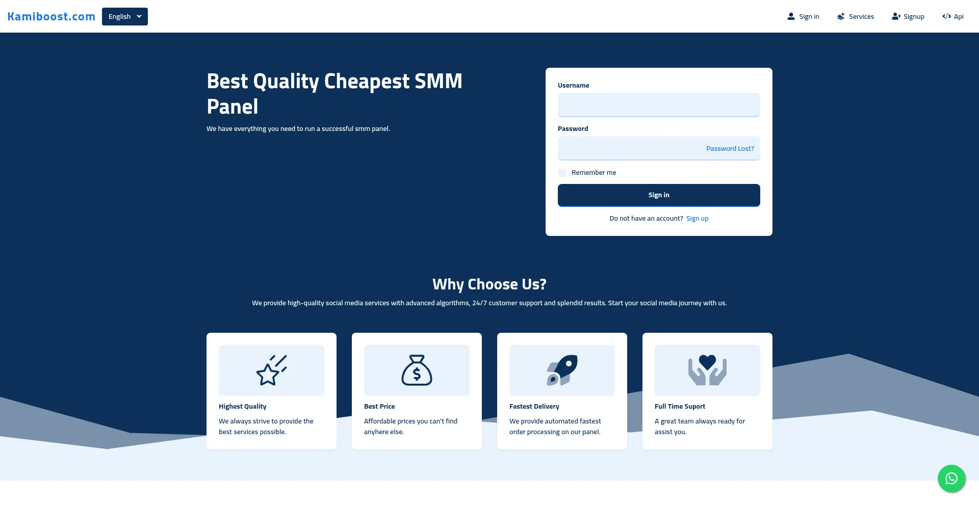 Website screenshot of Kamiboost.com