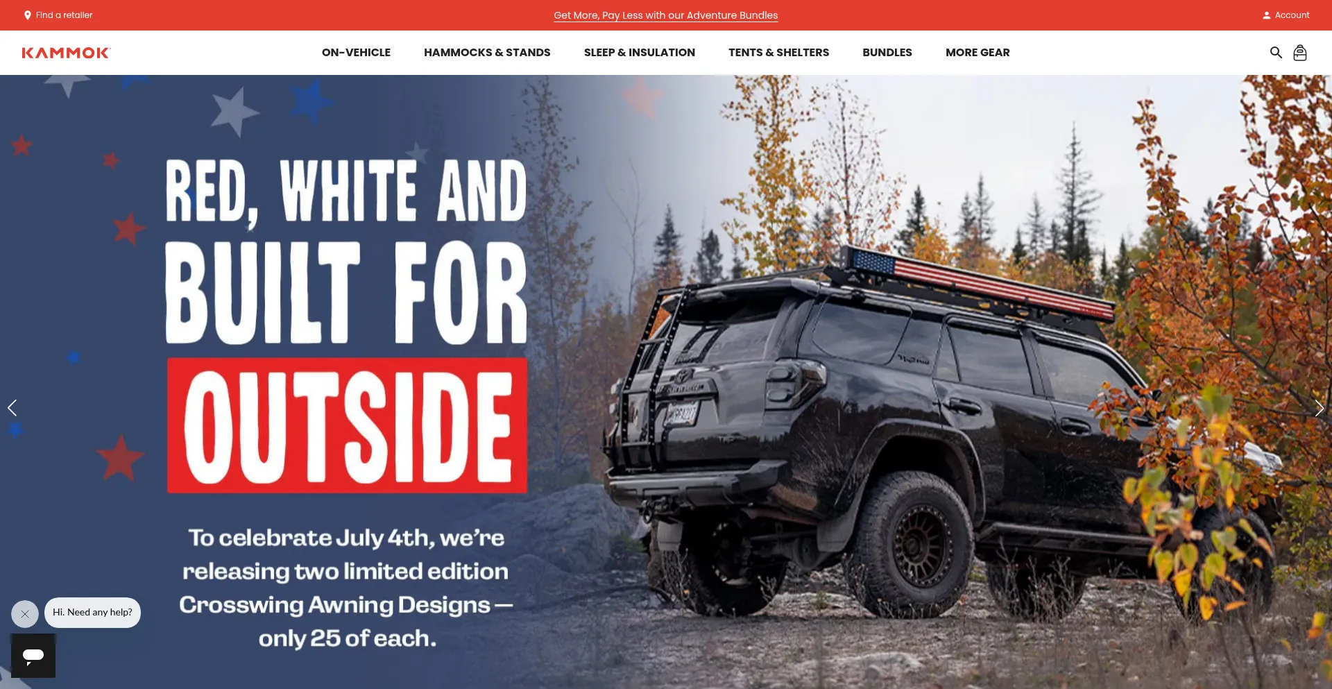 Website screenshot of Kammok.com