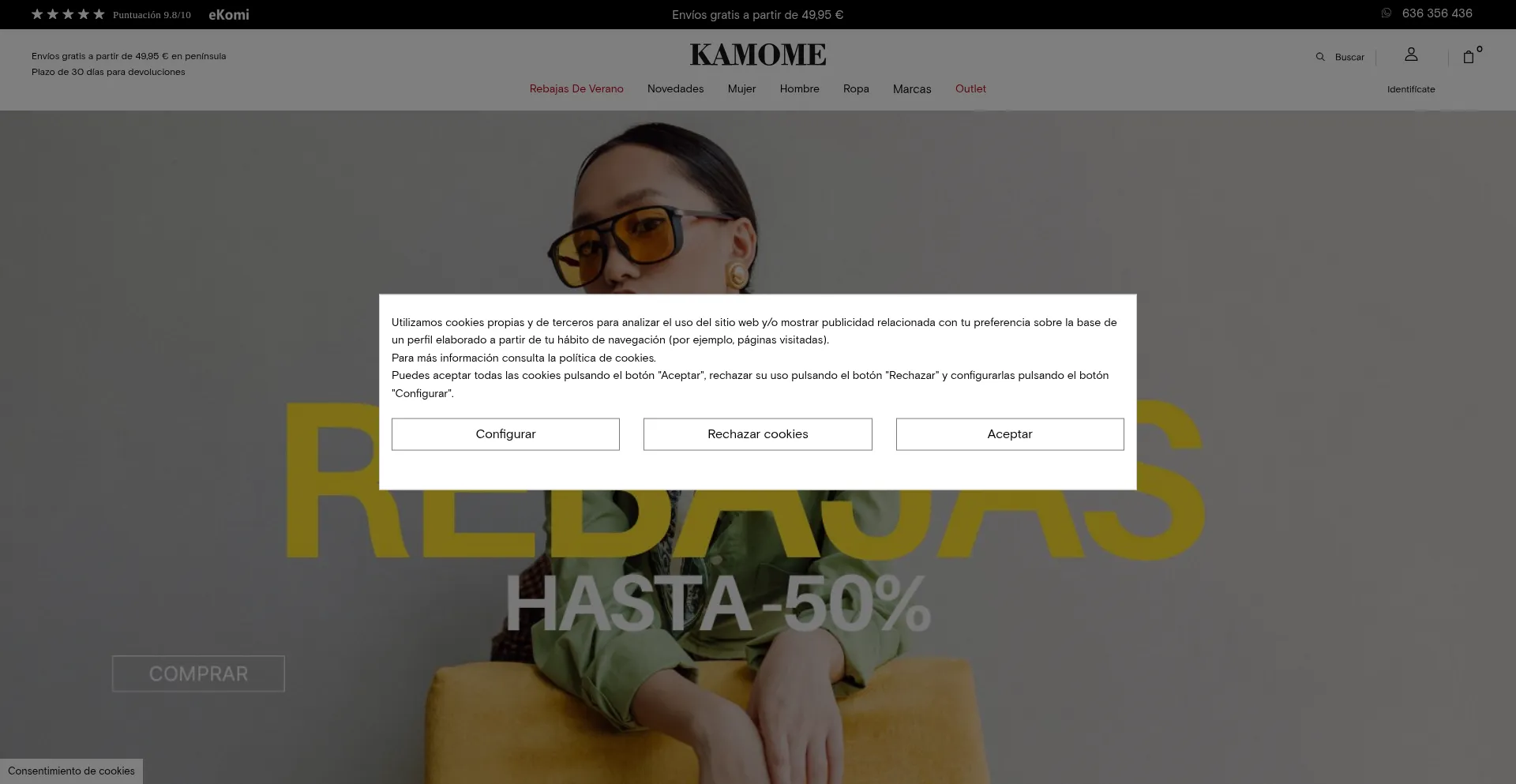 Website screenshot of Kamomeshop.es