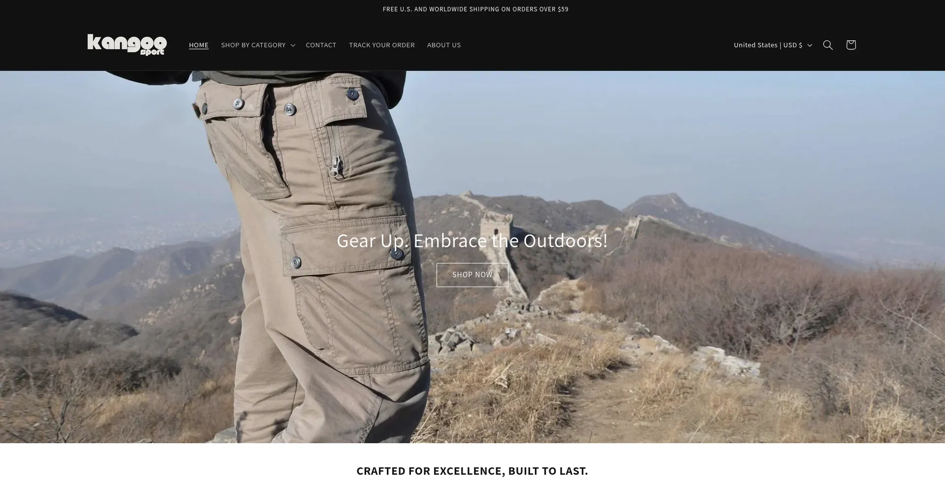 Website screenshot of Kangoosport.com