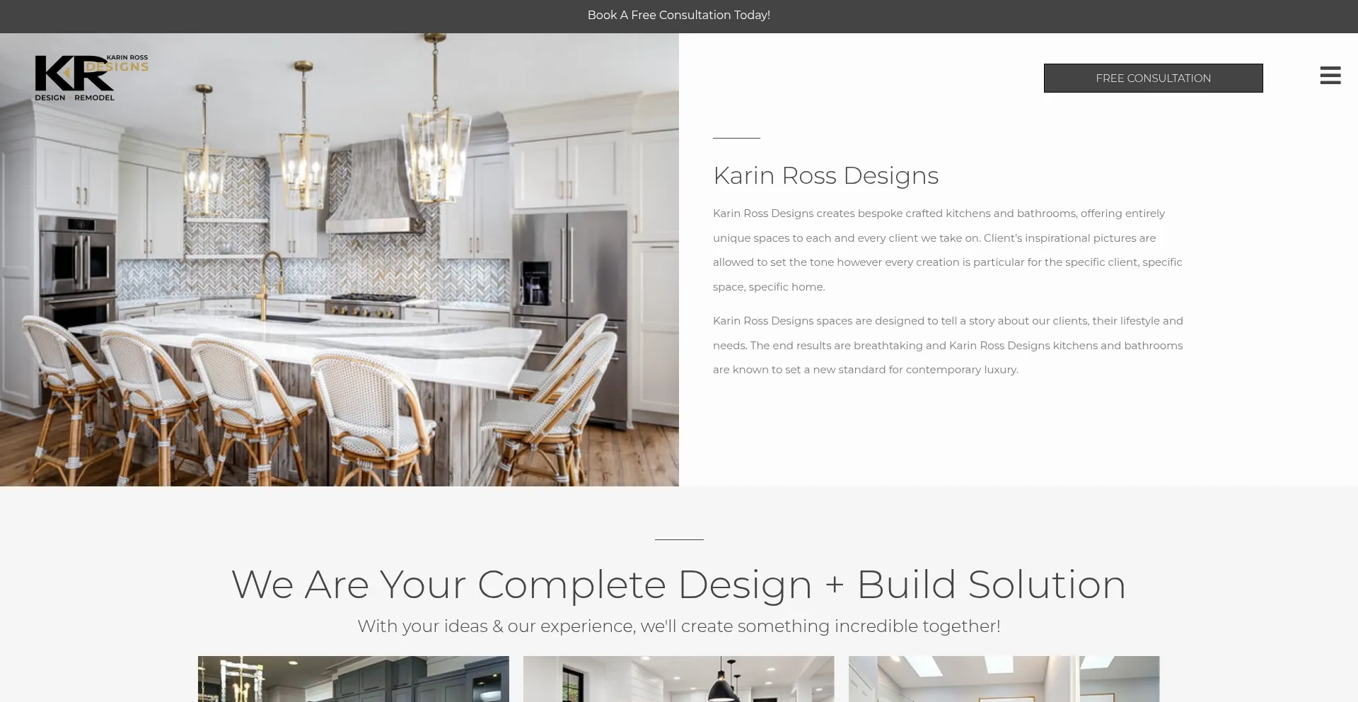 Website screenshot of Karinrossdesigns.com