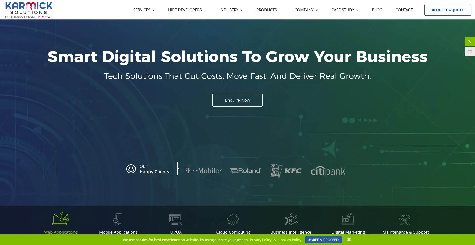 Website screenshot of Karmicksolutions.com