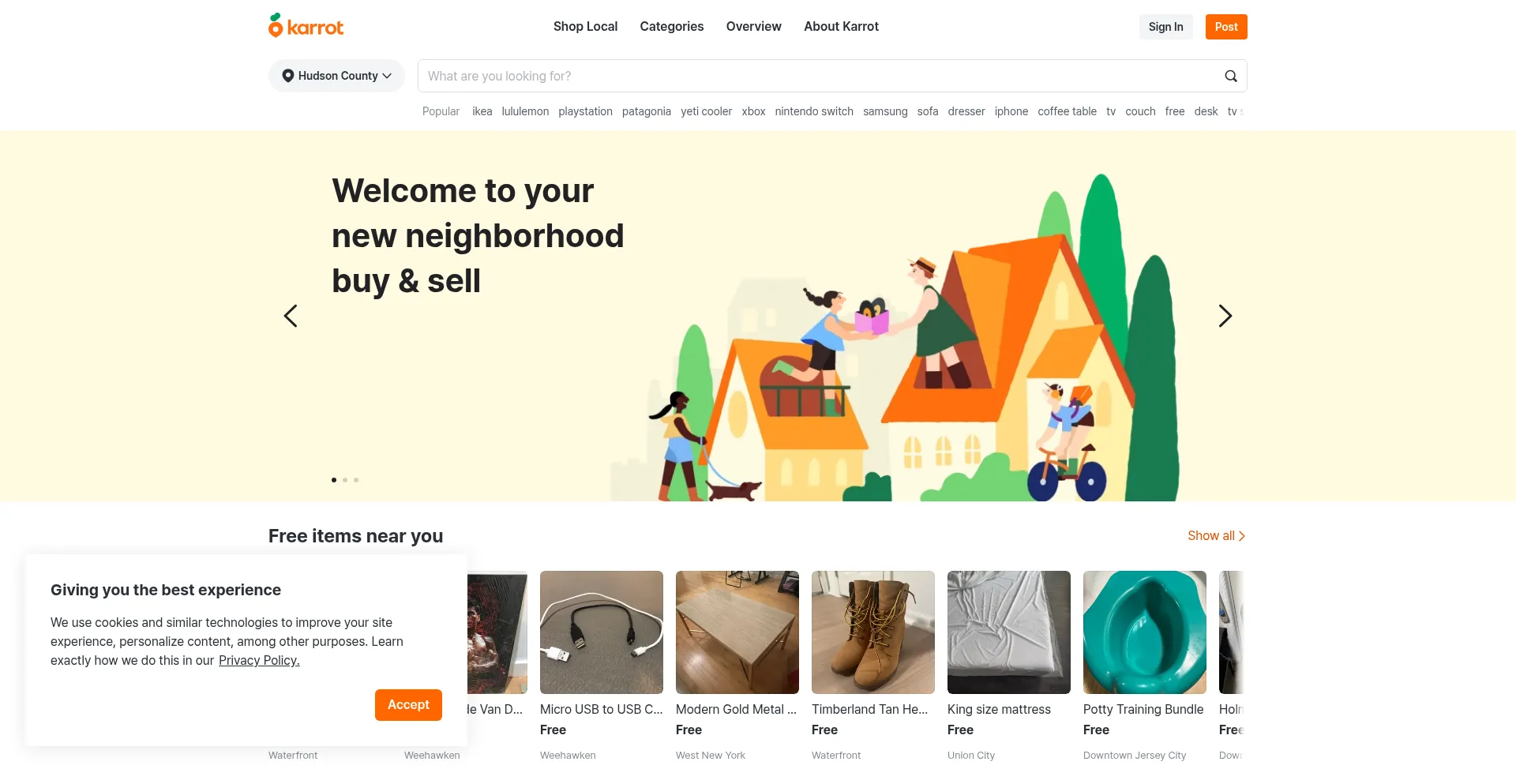 Website screenshot of Karrotmarket.com