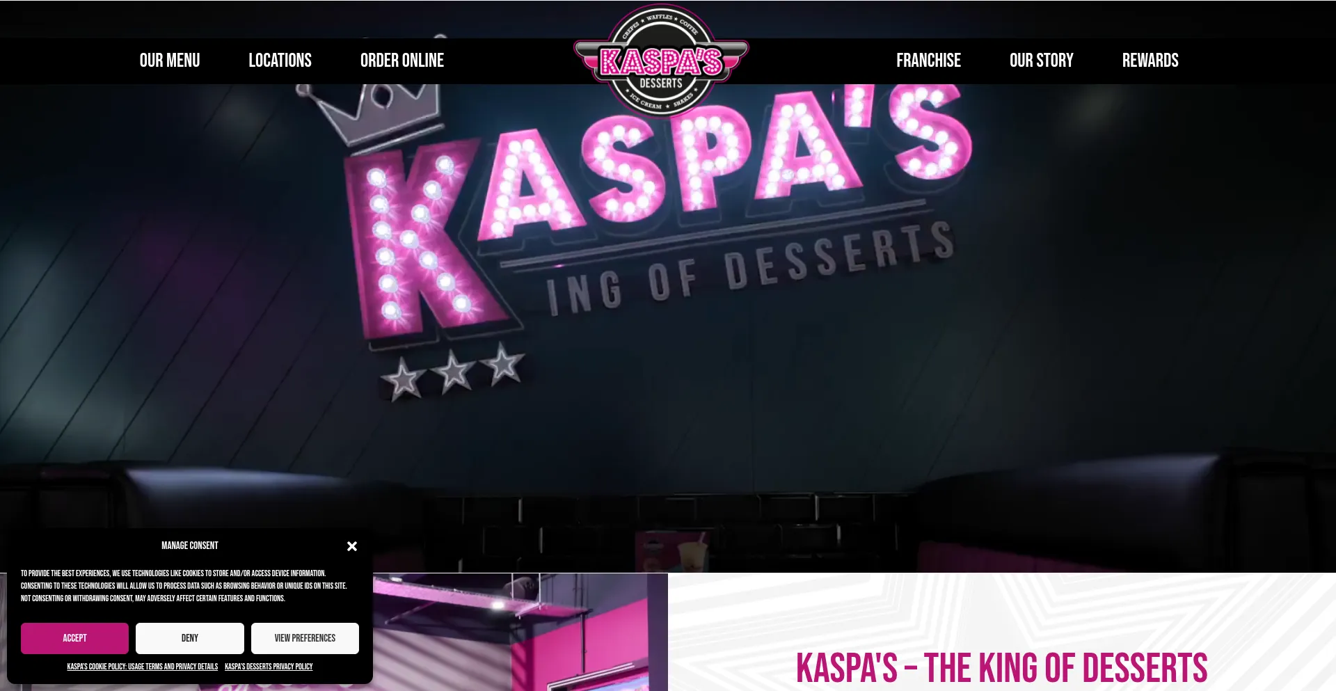 Website screenshot of Kaspasdesserts.com