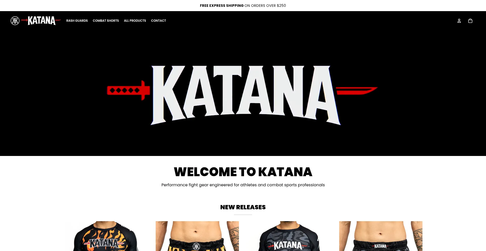 Website screenshot of Katanafightgear.com