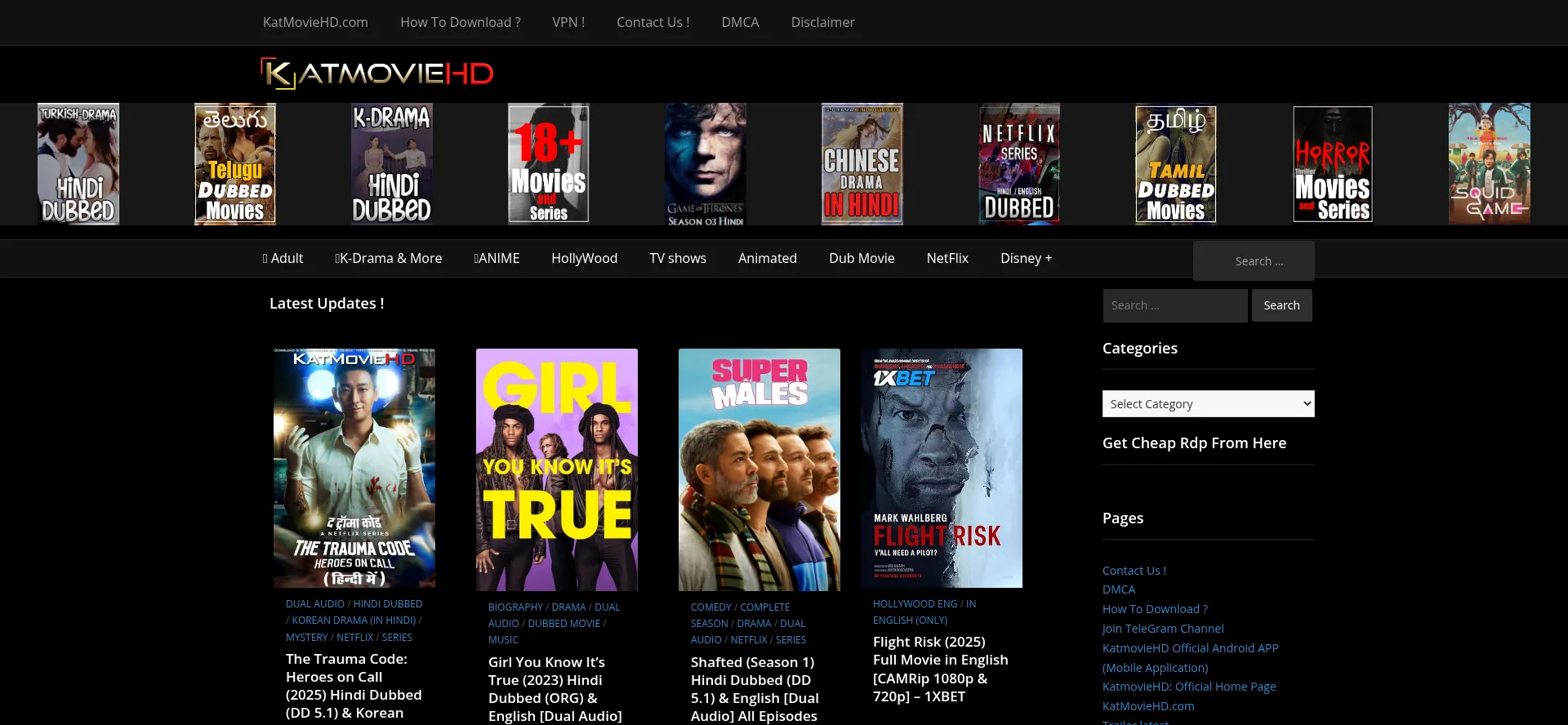Website screenshot of Katmoviehd.nexus