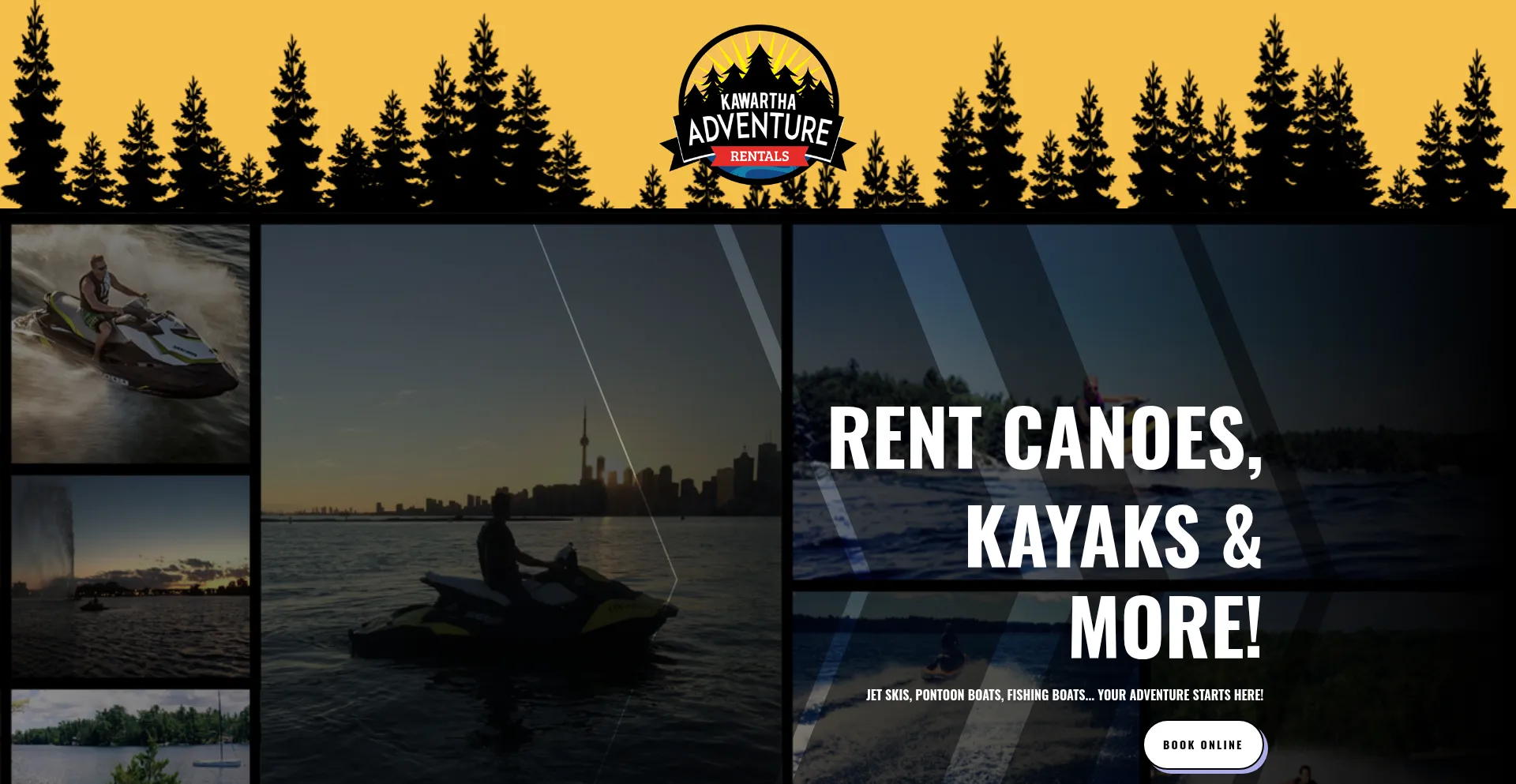 Website screenshot of Kawarthaadventurerentals.ca