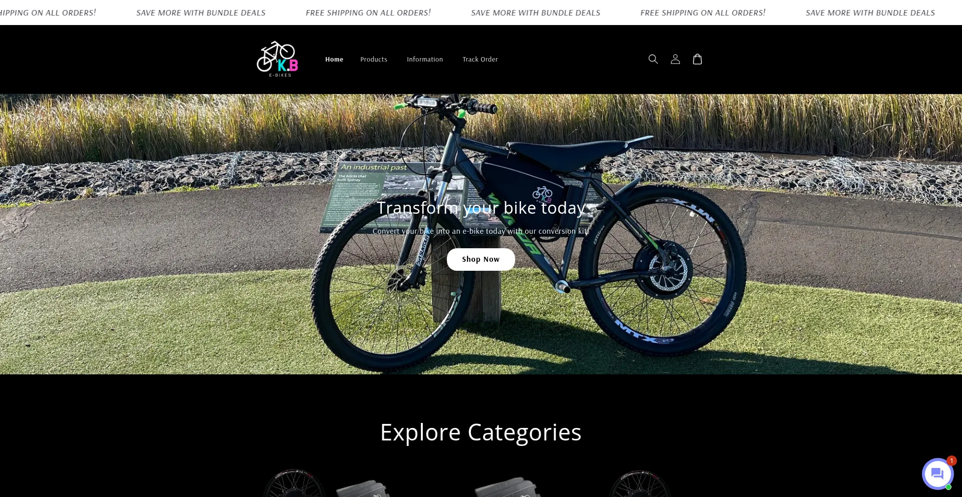 Website screenshot of Kbebikes.com