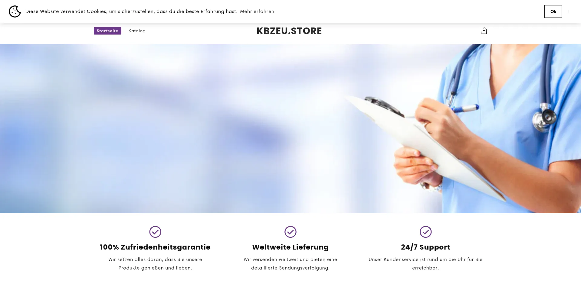 Website screenshot of Kbzeu.store