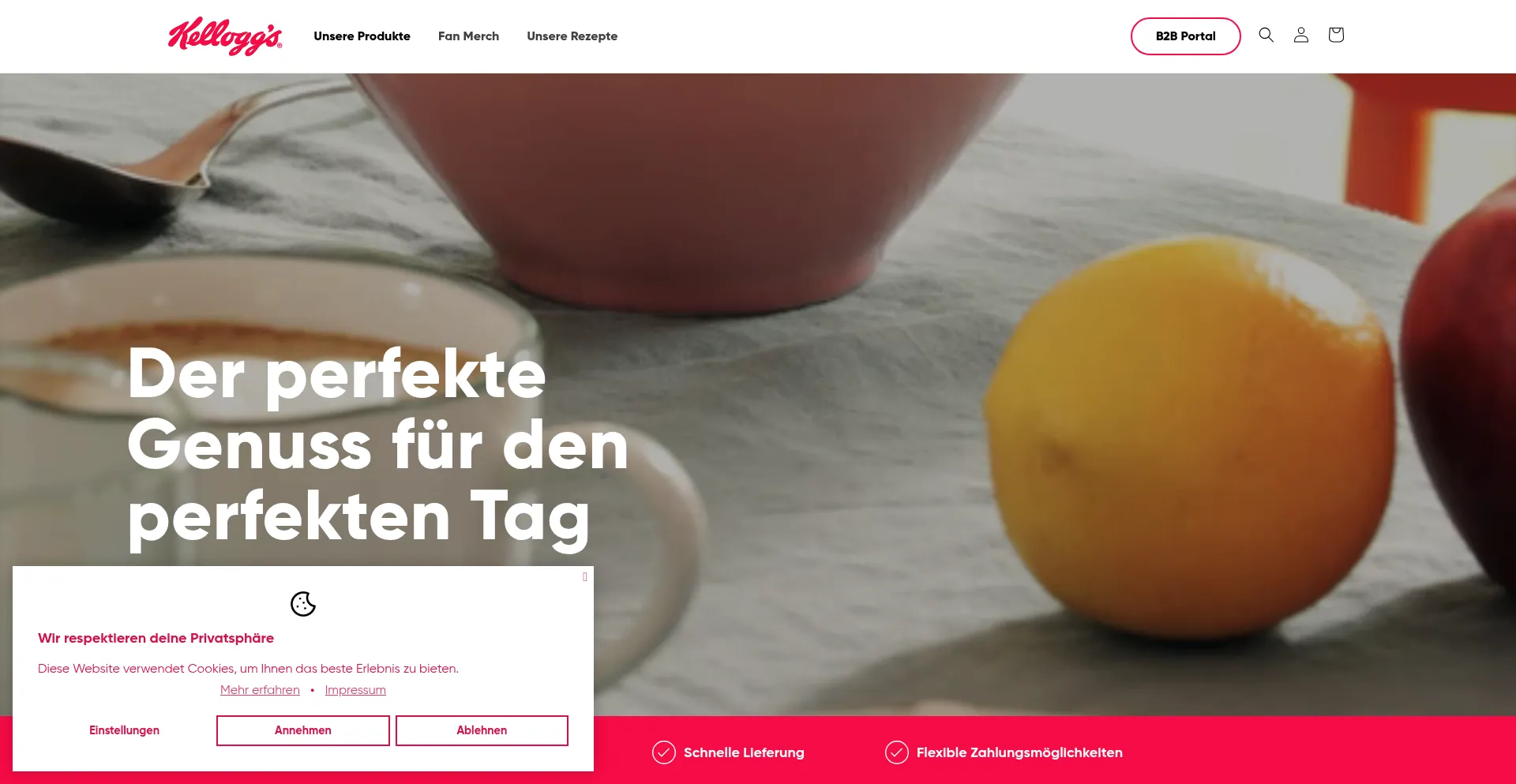 Website screenshot of Kelloggs-shop.de