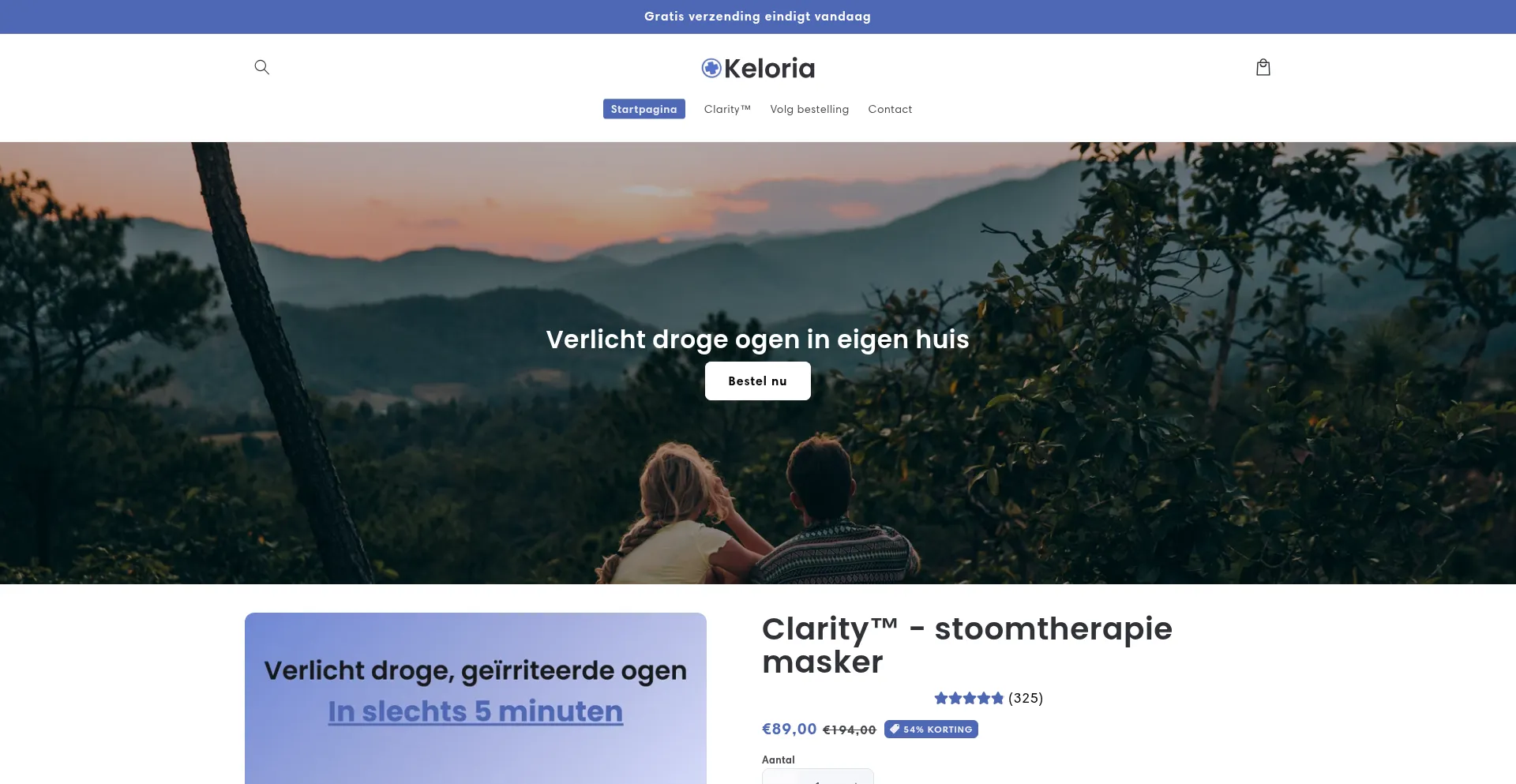 Website screenshot of Keloria.nl