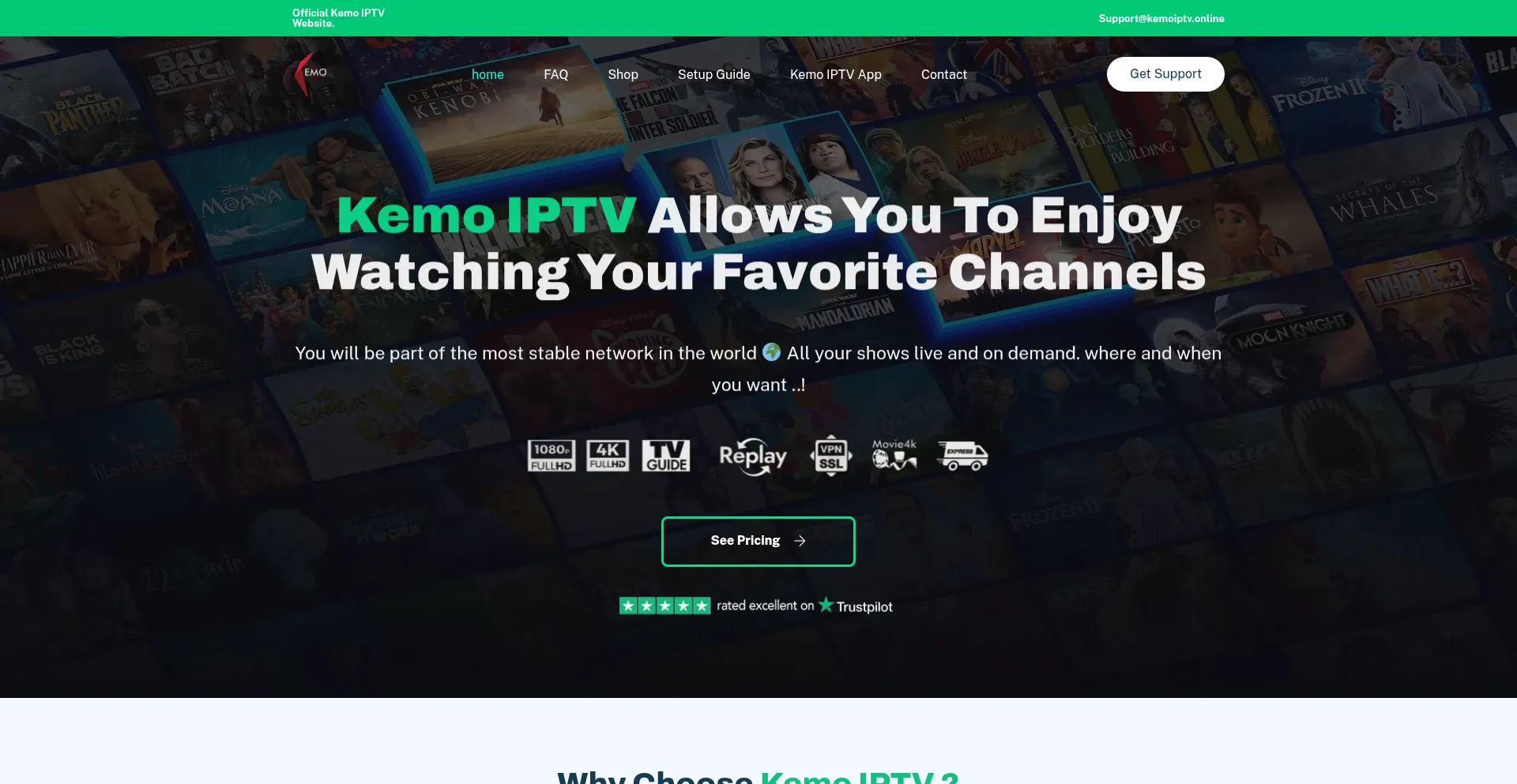 Website screenshot of Kemoiptv.org