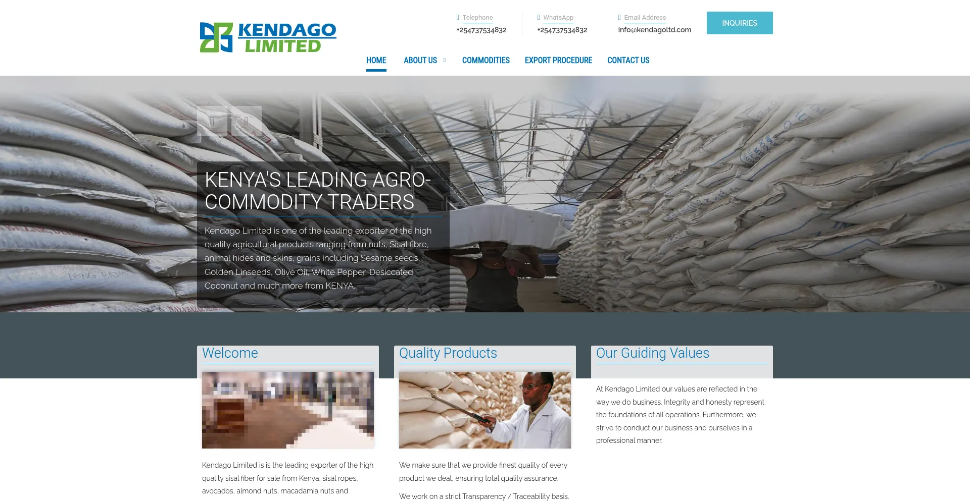 Website screenshot of Kendagoltd.com