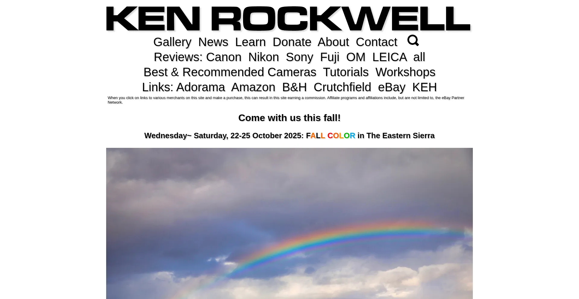 Website screenshot of Kenrockwell.com