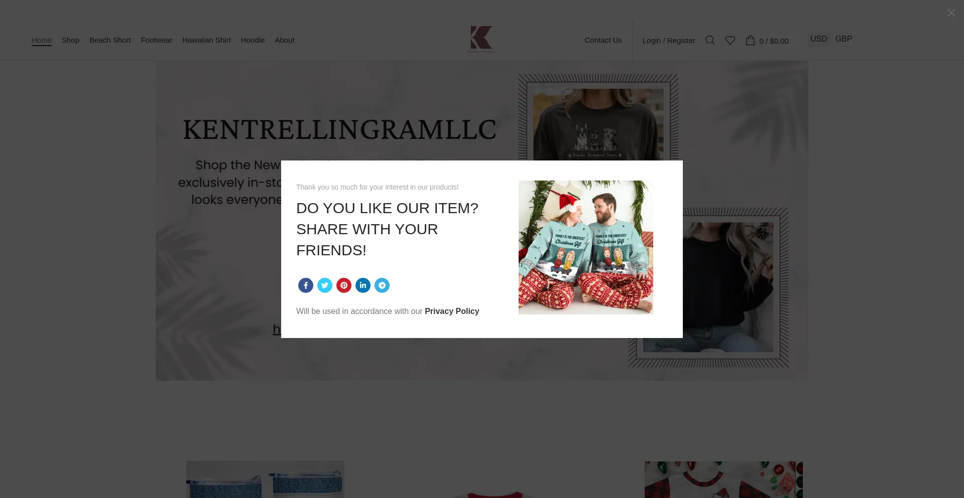 Website screenshot of Kentrellingramllc.shop
