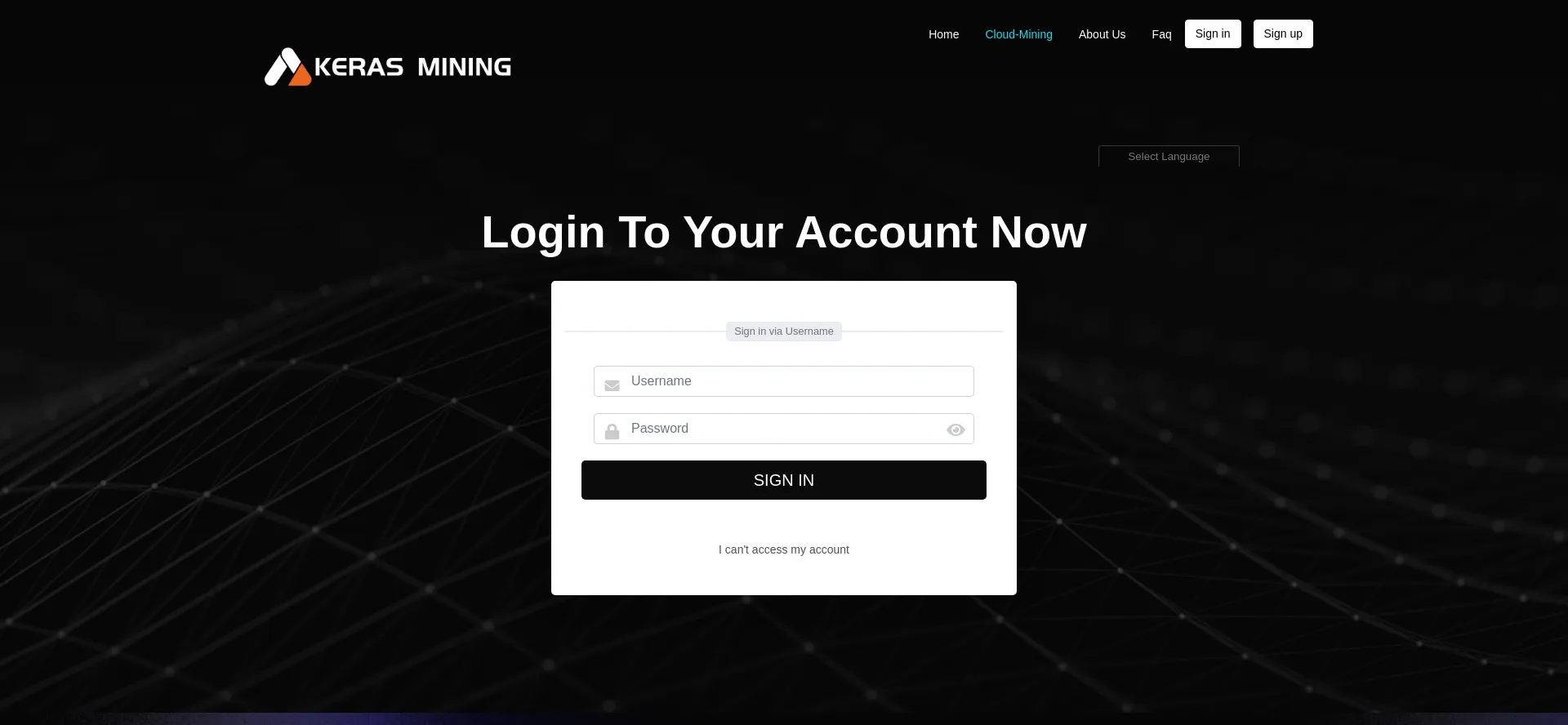 Website screenshot of Kerasmining.me