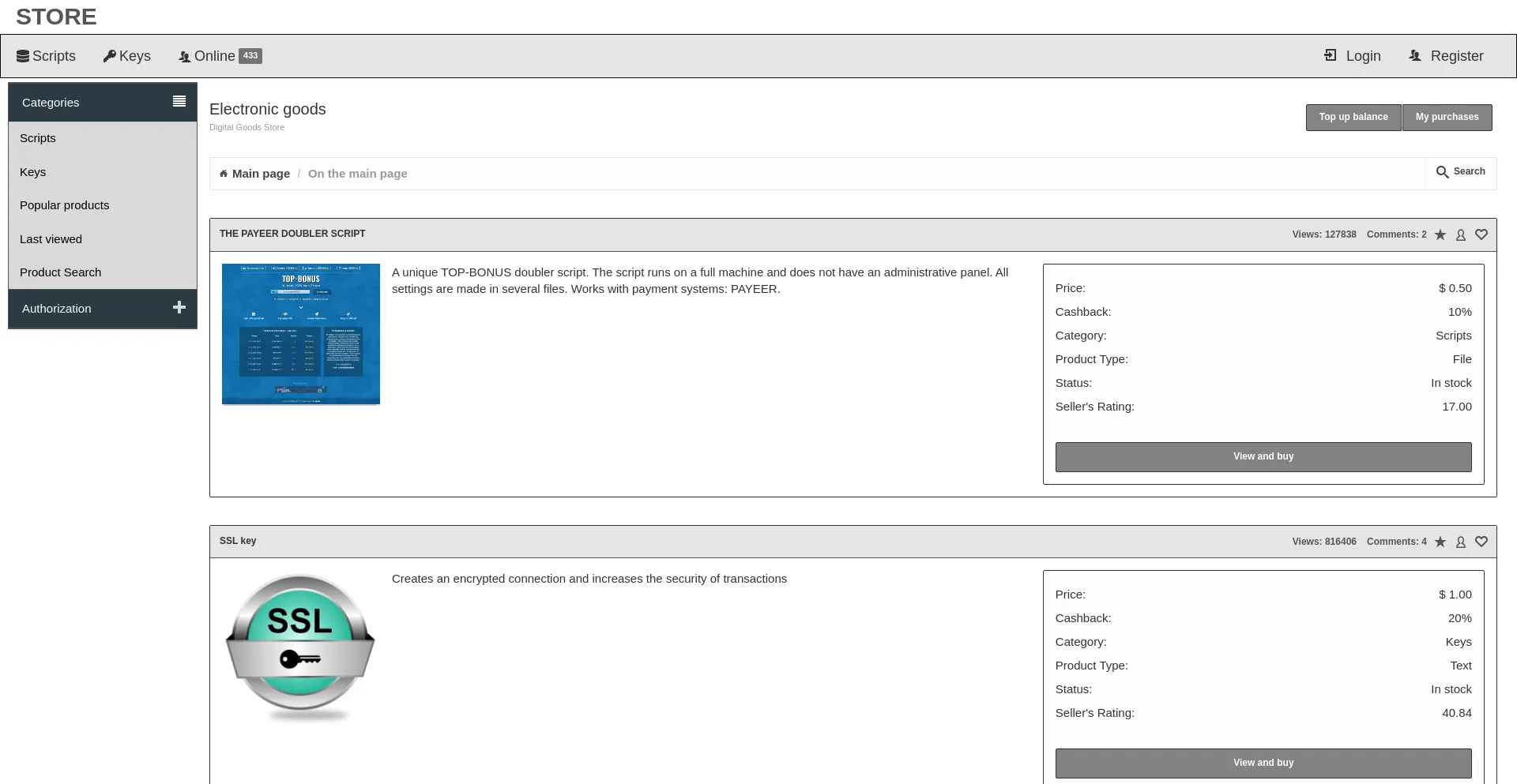 Website screenshot of Key-key.store