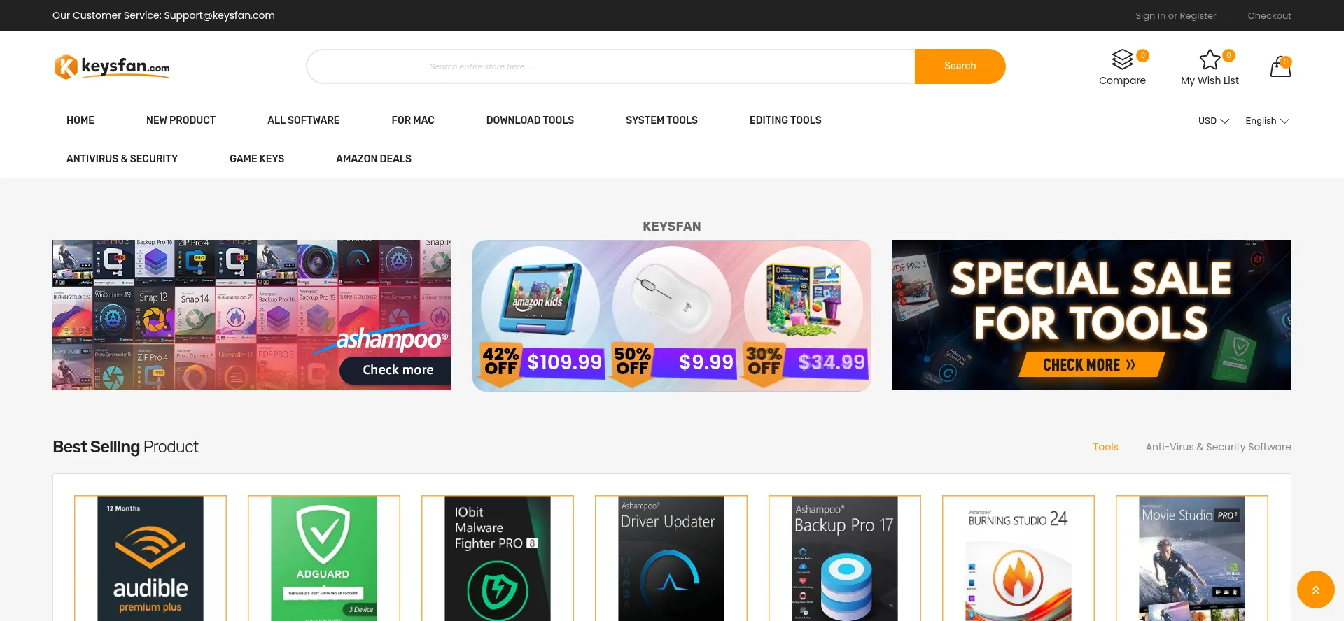Website screenshot of Keysfan.com
