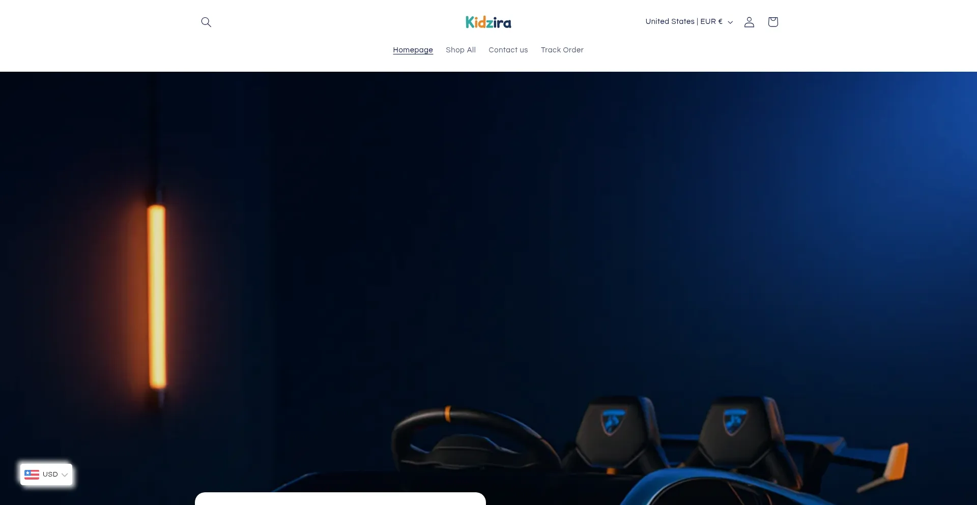 Website screenshot of Kidzira.com